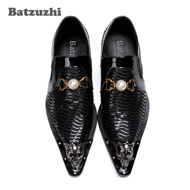 Batzuzhi Brand Men Shoes Pointed Iron Toe Leather Business Dress Shoes Man Black Formal Shoes Men sepatu pria zapatos de hombre
