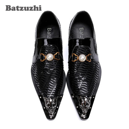 Batzuzhi Brand Men Shoes Pointed Iron Toe Leather Business Dress Shoes Man Black Formal Shoes Men sepatu pria zapatos de hombre