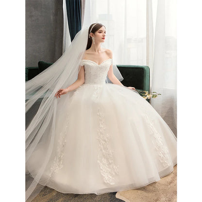 Customized Fashio Elegant Wedding Dress Vestidos De Novia Sweet Lace Applique Tulle Bridal Gown Plus Size Cheap Robe De Mariage