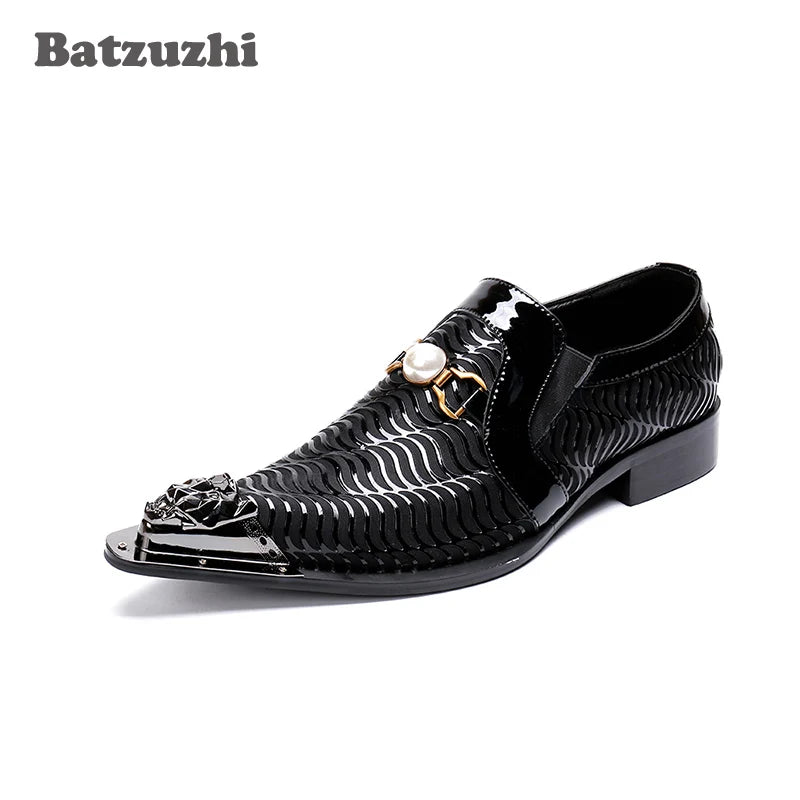 Batzuzhi Brand Men Shoes Pointed Iron Toe Leather Business Dress Shoes Man Black Formal Shoes Men sepatu pria zapatos de hombre
