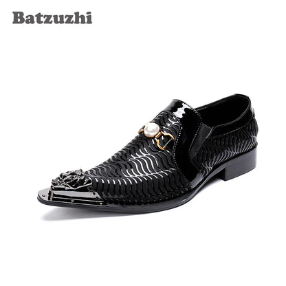 Batzuzhi Brand Men Shoes Pointed Iron Toe Leather Business Dress Shoes Man Black Formal Shoes Men sepatu pria zapatos de hombre