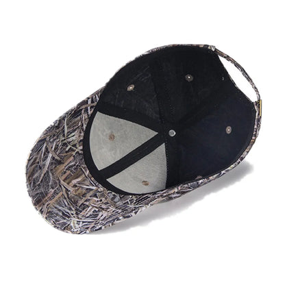 Outdoor Waterproof Bionic Camouflage Hunting Hat Sunshade Reed Bulrush Camo Fishing Hat Breathable Hiking Peaked Cap Cotton Hat