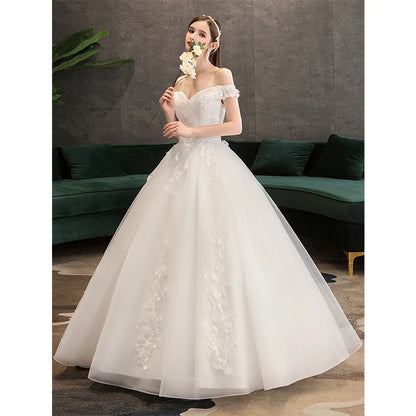 Customized Fashio Elegant Wedding Dress Vestidos De Novia Sweet Lace Applique Tulle Bridal Gown Plus Size Cheap Robe De Mariage