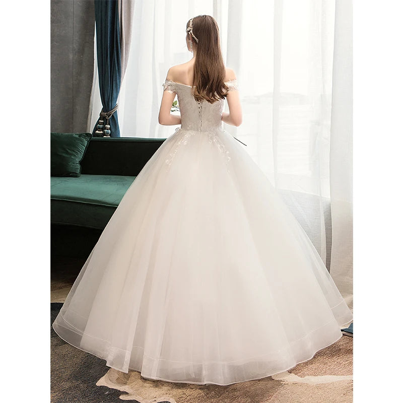 Customized Fashio Elegant Wedding Dress Vestidos De Novia Sweet Lace Applique Tulle Bridal Gown Plus Size Cheap Robe De Mariage