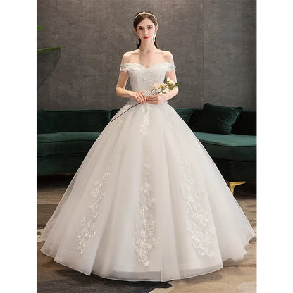 Customized Fashio Elegant Wedding Dress Vestidos De Novia Sweet Lace Applique Tulle Bridal Gown Plus Size Cheap Robe De Mariage