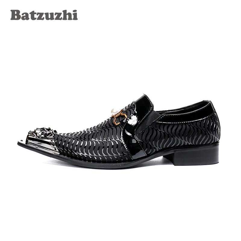 Batzuzhi Brand Men Shoes Pointed Iron Toe Leather Business Dress Shoes Man Black Formal Shoes Men sepatu pria zapatos de hombre
