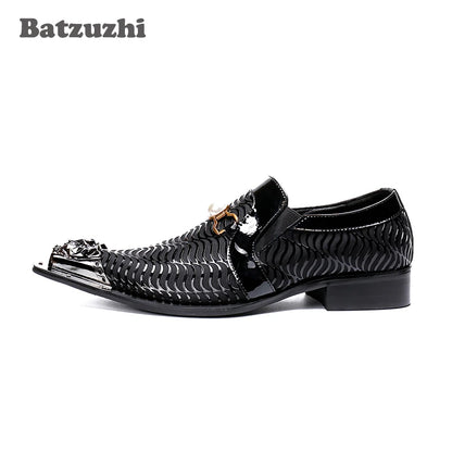 Batzuzhi Brand Men Shoes Pointed Iron Toe Leather Business Dress Shoes Man Black Formal Shoes Men sepatu pria zapatos de hombre