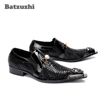 Batzuzhi Brand Men Shoes Pointed Iron Toe Leather Business Dress Shoes Man Black Formal Shoes Men sepatu pria zapatos de hombre