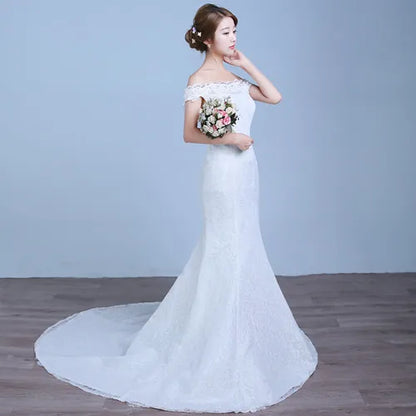 XXN-054B#Waist Cinching Fish Tail Dress 2025 New Palace Bride Slimming Wedding Dress With One Shoulder Cheap Wholesale China