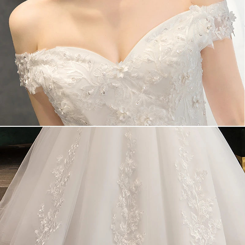 Customized Fashio Elegant Wedding Dress Vestidos De Novia Sweet Lace Applique Tulle Bridal Gown Plus Size Cheap Robe De Mariage