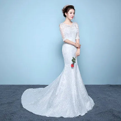 XXN-054B#Waist Cinching Fish Tail Dress 2025 New Palace Bride Slimming Wedding Dress With One Shoulder Cheap Wholesale China