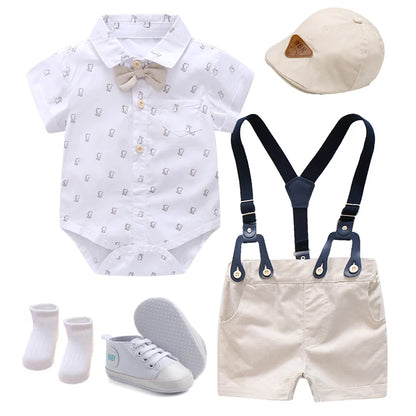 Summer 1st Birthday Party Dresses for Boy 3-18M Infant Formal Clothes Baby Gentleman Boutique Gift Set Toddler 7PCS Outfit Suit