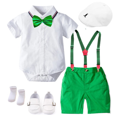 Summer 1st Birthday Party Dresses for Boy 3-18M Infant Formal Clothes Baby Gentleman Boutique Gift Set Toddler 7PCS Outfit Suit