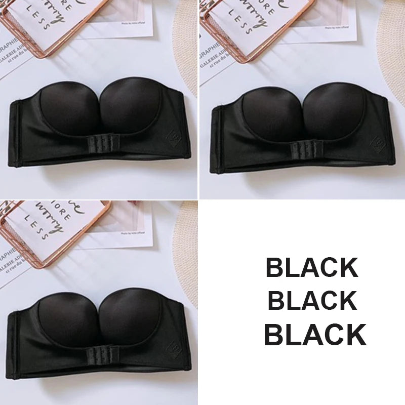 FINETOO 3PCS/Set Strapless Front Exposure Bra Sexy Women Bralette Underwear Brassiere Lingerie Invisible Bras for Female A/B CUP