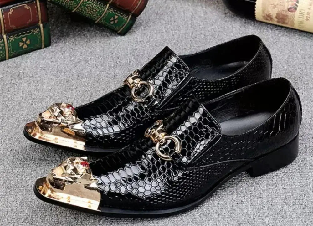 Batzuzhi Men's Shoes Luxury Handmade Metal Iorn Toe Black Leather Shoes Business Formal Dress Shoes Wedding and Party, EU38-46