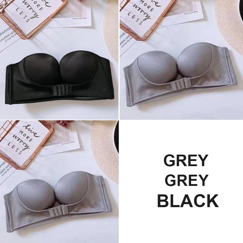 FINETOO 3PCS/Set Strapless Front Exposure Bra Sexy Women Bralette Underwear Brassiere Lingerie Invisible Bras for Female A/B CUP