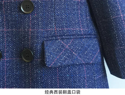 Child Formal British Plaid Dress Suits Set Spring And Autumn Boys Birthday Party Wedding Piano Show Costume Kids Blazer Pants