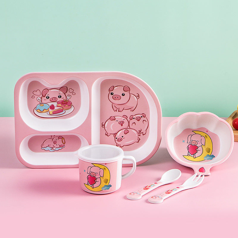 Baby feeding bowl with Bamboo Fiber spoon and Bamboo Fiber straw