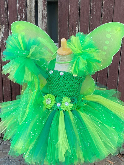 Girls butterfly fairy skirt candy color suspender skirt shiny tulle skirt elf party dress clothing
