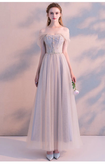 A8139 Dropship Beautiful Banquet Evening Dress Sweet Memory Floor Length Tulle Black Grey Celebrity Birthday Dresses