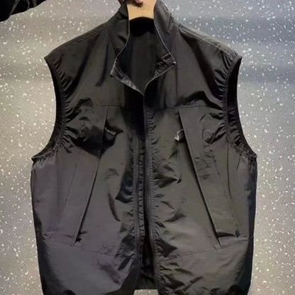 New Summer Products High-quality Casual Vests for Men's Trendy Zipper Temperament Versatile Collar