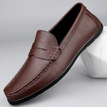 Genuine Leather Men Casual Shoes Luxury Brand Man Formal Dress Shoes Breathable Mens Loafers Slip on Boat Shoes Size 38-47