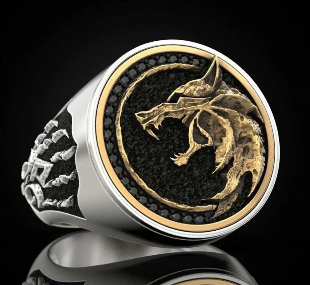 New Wizard Hunter Wolf Claw Rings European American Viking Warrior Retro Stainless Steel Two-color Gold Men's Ring