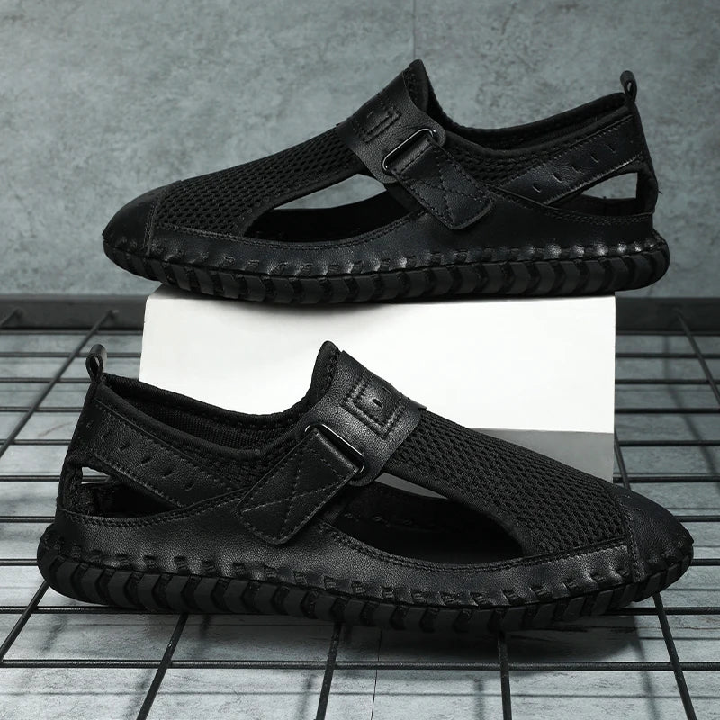 Summer Men Sandals Genuine Leather Mens Casual Shoes Outdoor Men Leather Sandals for Men Beach Shoes Roman mens Shoes