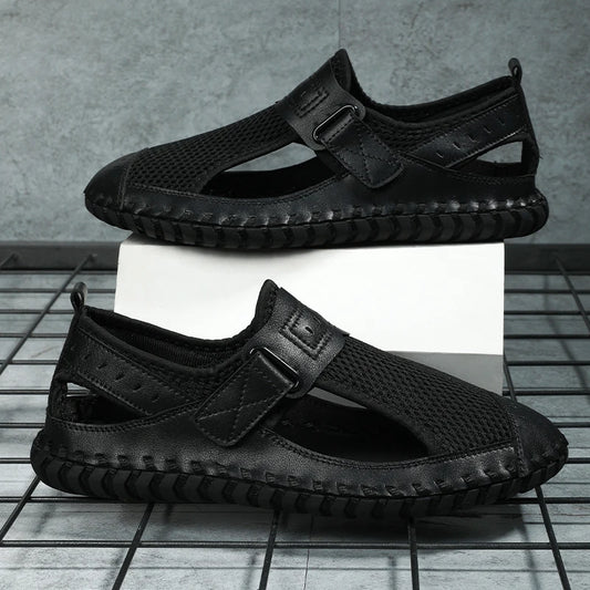 Summer Men Sandals Genuine Leather Mens Casual Shoes Outdoor Men Leather Sandals for Men Beach Shoes Roman mens Shoes