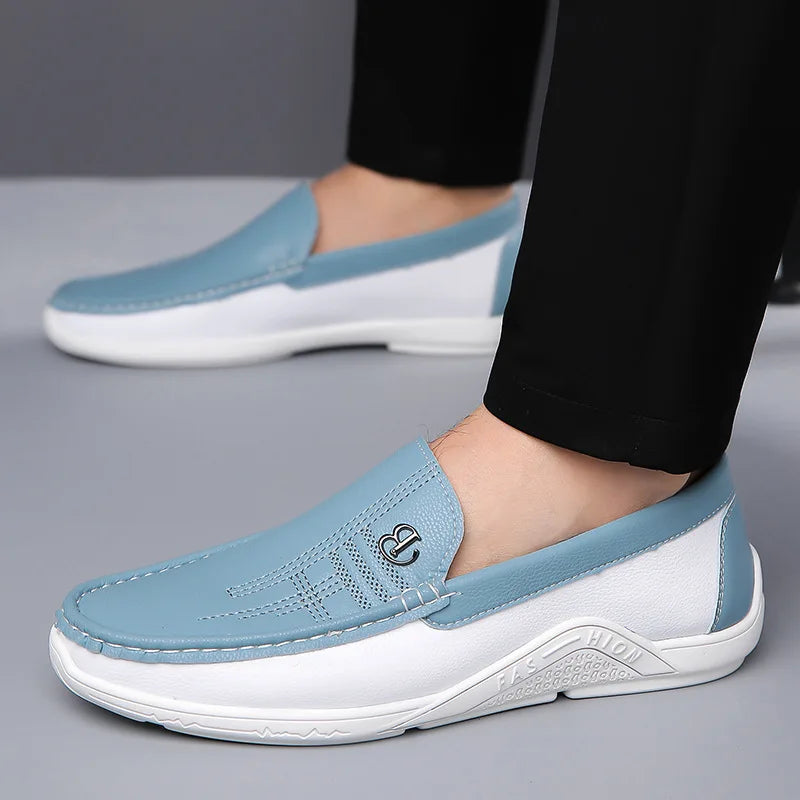 Men Cow Leather Casual Shoes Breathable White Sneakers Fashion Driving Walking Tennis Shoes for Male Flats Luxury Designer Shoes