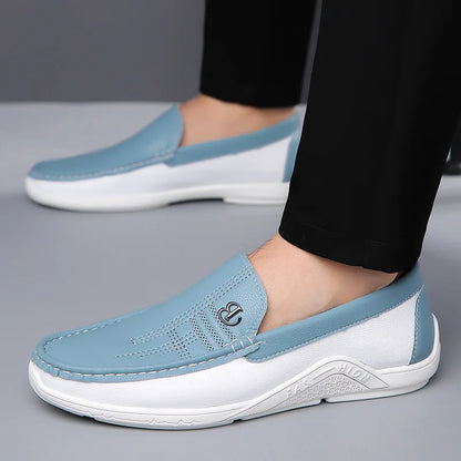 Men Cow Leather Casual Shoes Breathable White Sneakers Fashion Driving Walking Tennis Shoes for Male Flats Luxury Designer Shoes