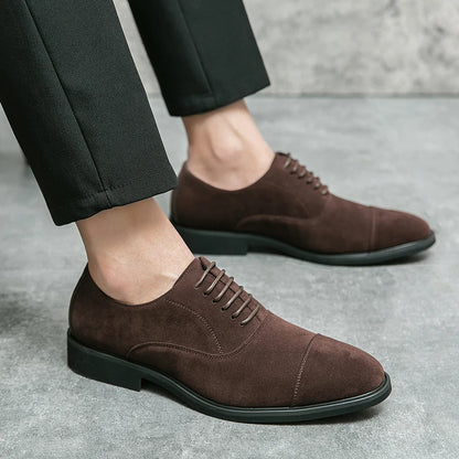 Men's Charm Pointed Shoes Suede brown Male Dress Wedding Homecoming Footwear Zapatos Hombre