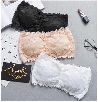 Tube Top Bra Fashion Tube Tops Woman Invisible Bra Push Up Women's Bandeau Top With Cups Lingeries Sexy Hot Tops for Summer Lace