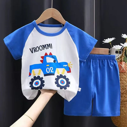 Summer Cartoon Boys Clothes Suit Set for Kids 1-4 Years Fashion Leisure Boy's Outfit 2025 Trendy Kids' Clothing