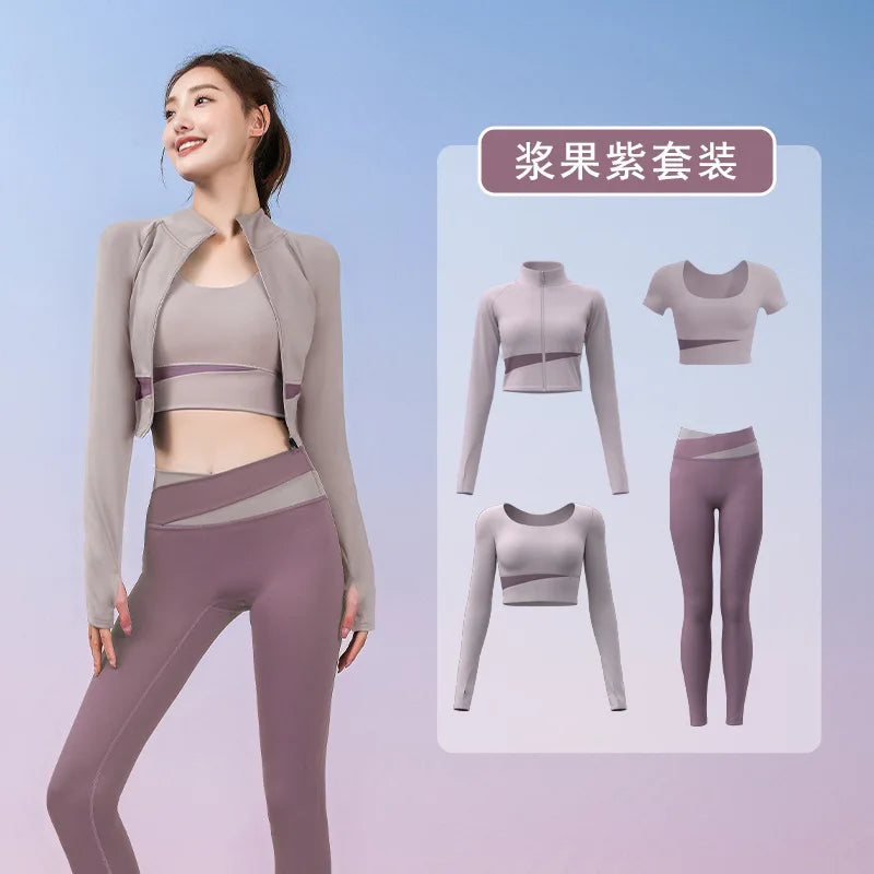 Autumn Workout Women Running Sportswear Sets Yoga Fitness Gym Bra Crop Top Seamless Leggings Tracksuits Clothing