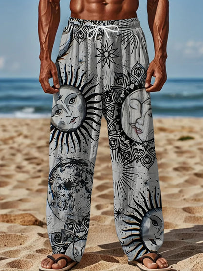 2025 Spring And Summer Hip-hop Men's Pants Casual Slim Loose Lightweight Pants Stretch Drawstring Beach Travel Essential Pants