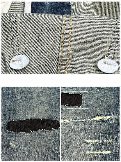 American High Quality Patch Ripped Jeans For Men Korean Fashion Denim Cargo Pants Streetwear Hip Hop Skateboard Trousers Male