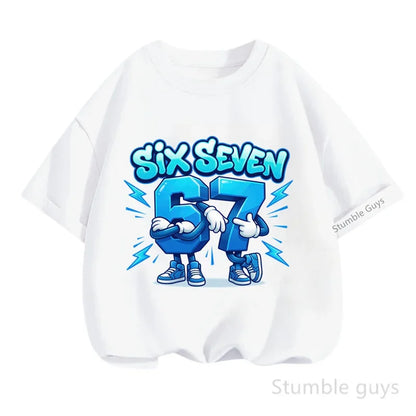 Summer Boys Clothes Girls 67 Print Tshirt Six Seven T-shirt Kids 3-14Y Short Sleeve Casual Tee