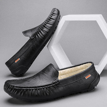 Moccasin Loafers Man Casual Shoe Square Toe Flat Leather Shoes For Men Soft Velvet Fashion 2025 2025 New Arrivals Cowhide