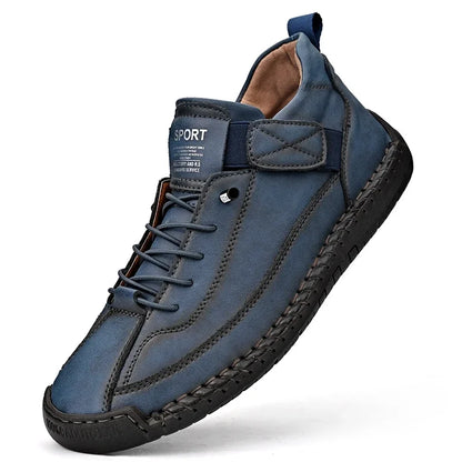 Hand-stitched Leather Shoes for Men Outdoor Light Non-slip Walking Casual Shoes Men Big Size 47 48 Slip-On Driving Loafers