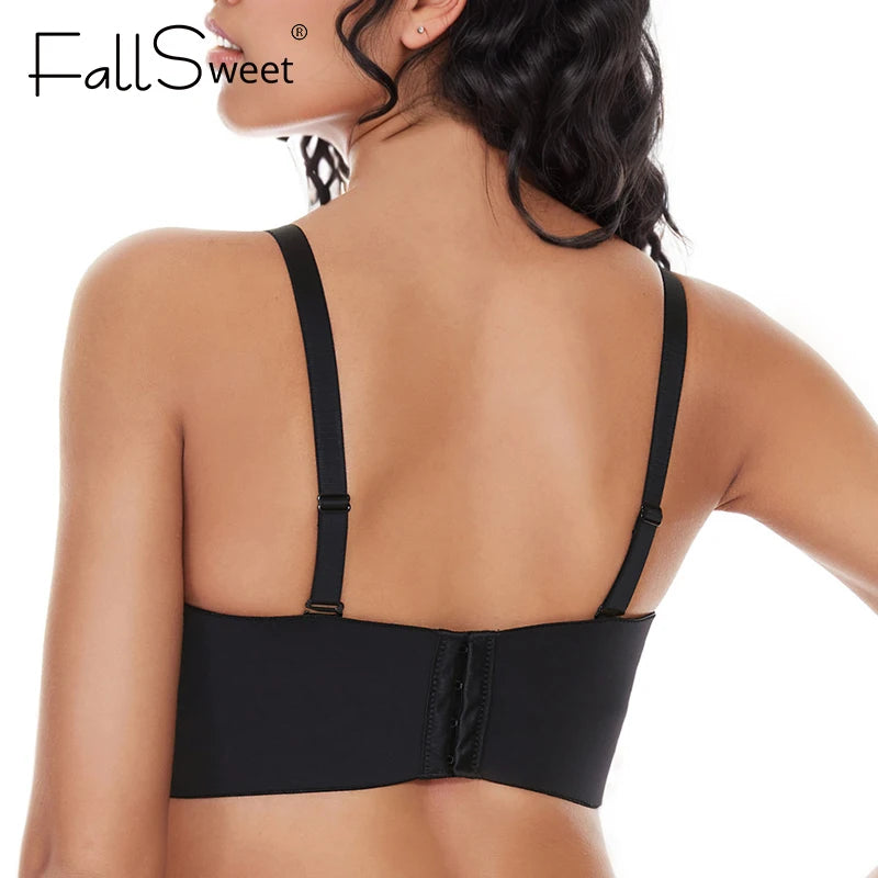 FallSweet Strapless Bandeau Bras for Women  Non-Slip Unlined  Brassiere Invisible Lifting Lingerie Plus Size Support
