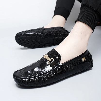 Men's Driving Shoes Bean Bean Slip-On Casual Shoes Couple Matching One-Touch Loafers Unisex Comfortable Footwear