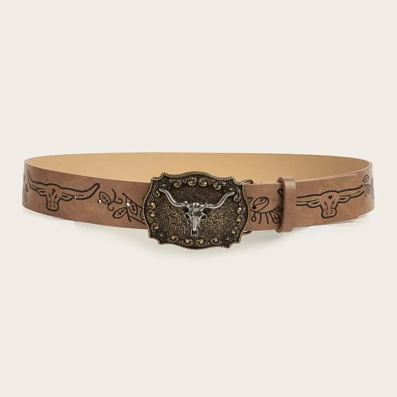Vintage western cowboy wind cowboy buckle printed belt