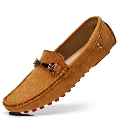 YRZL Loafers Men Casual Fashion Suede Men Shoes Lightweight Soft Genuine Leather Moccasins Slip on Driving Shoes for Men Size 48