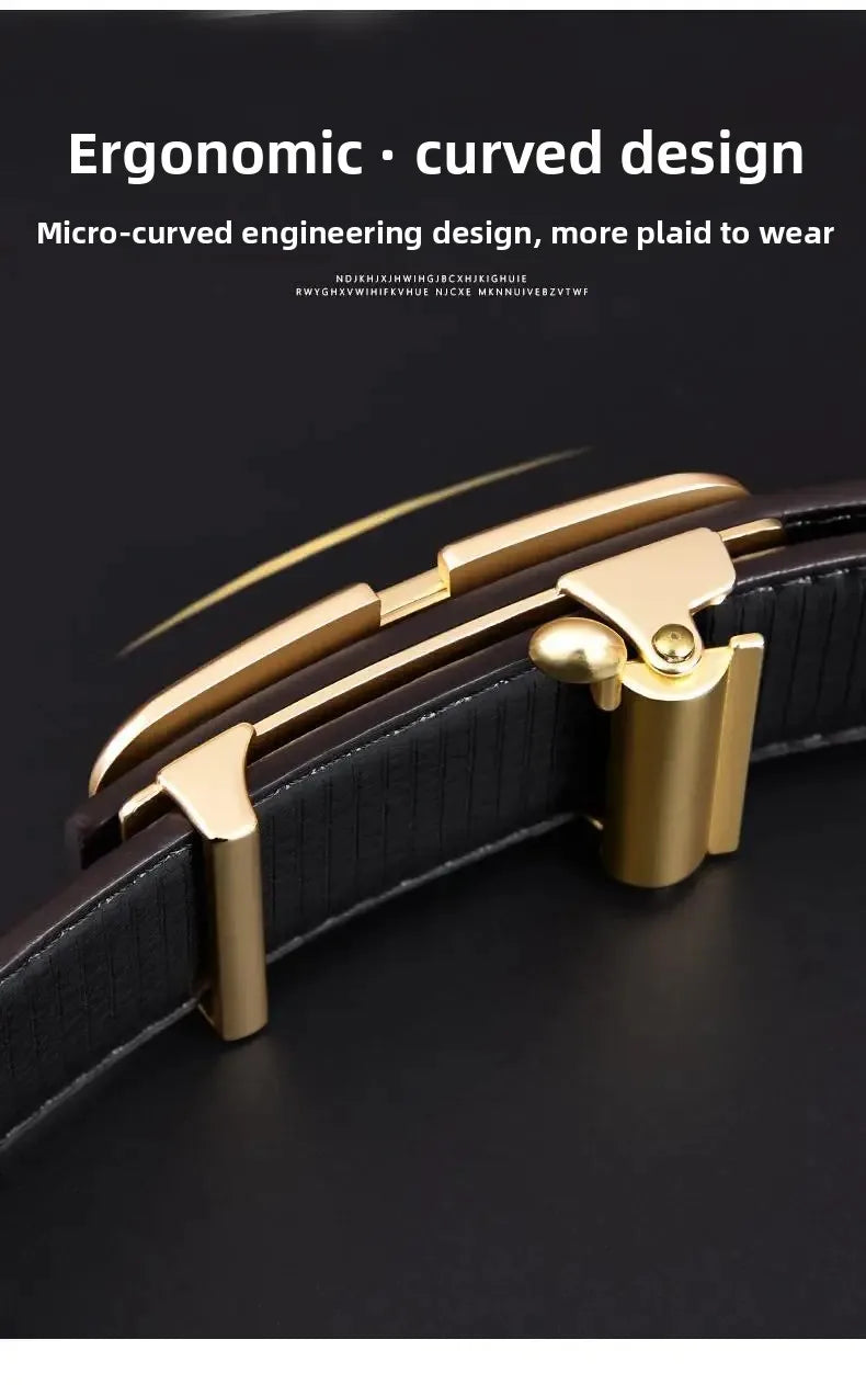 Genuine Leather Belt for Men Automatic Buckle Crocodile Pattern Calfskin Business Fashion Mid-aged And Young Waist Belt
