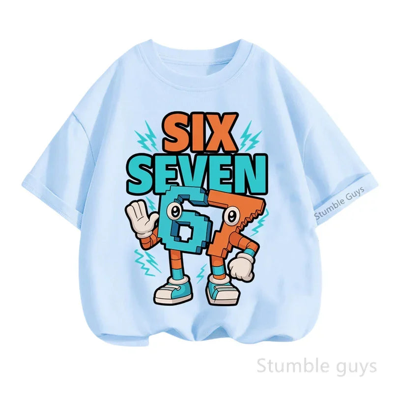 Summer Boys Clothes Girls 67 Print Tshirt Six Seven T-shirt Kids 3-14Y Short Sleeve Casual Tee
