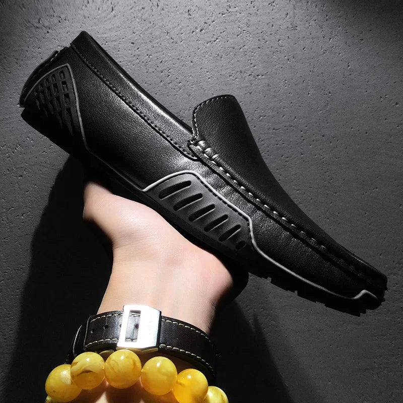 British Style Men Leather Casual Shoes Brand Men Business Spring New Loafers Moccasins Breathable Slip on Comfort Driving Shoes