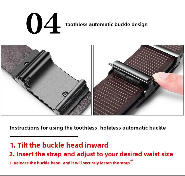 Paul Men's Leather Belt Fashionable Casual Automatic Buckle Waist Belt for Middle-aged And Young Men Business Style Belt