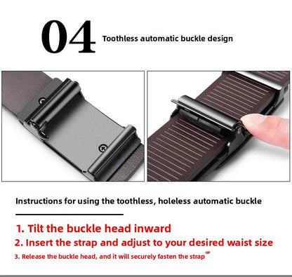 Paul Men's Leather Belt Fashionable Casual Automatic Buckle Waist Belt for Middle-aged And Young Men Business Style Belt