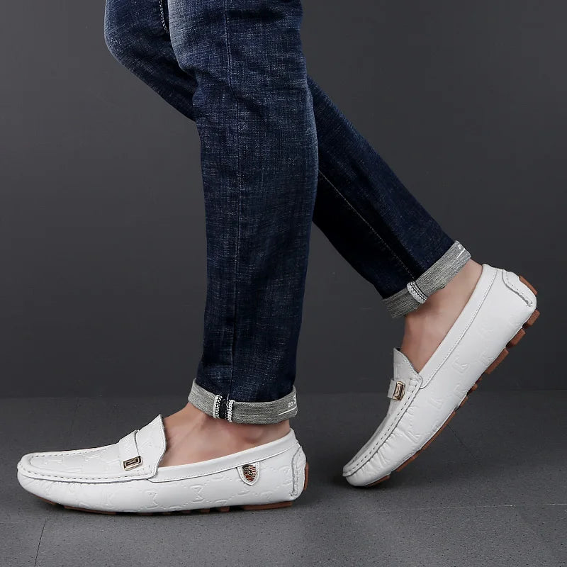 Men High Quality Leather Loafers Men Casual Outdoor Shoes Moccasins Slip on Men Business Shoes Male Driving Shoes Bean Shoes